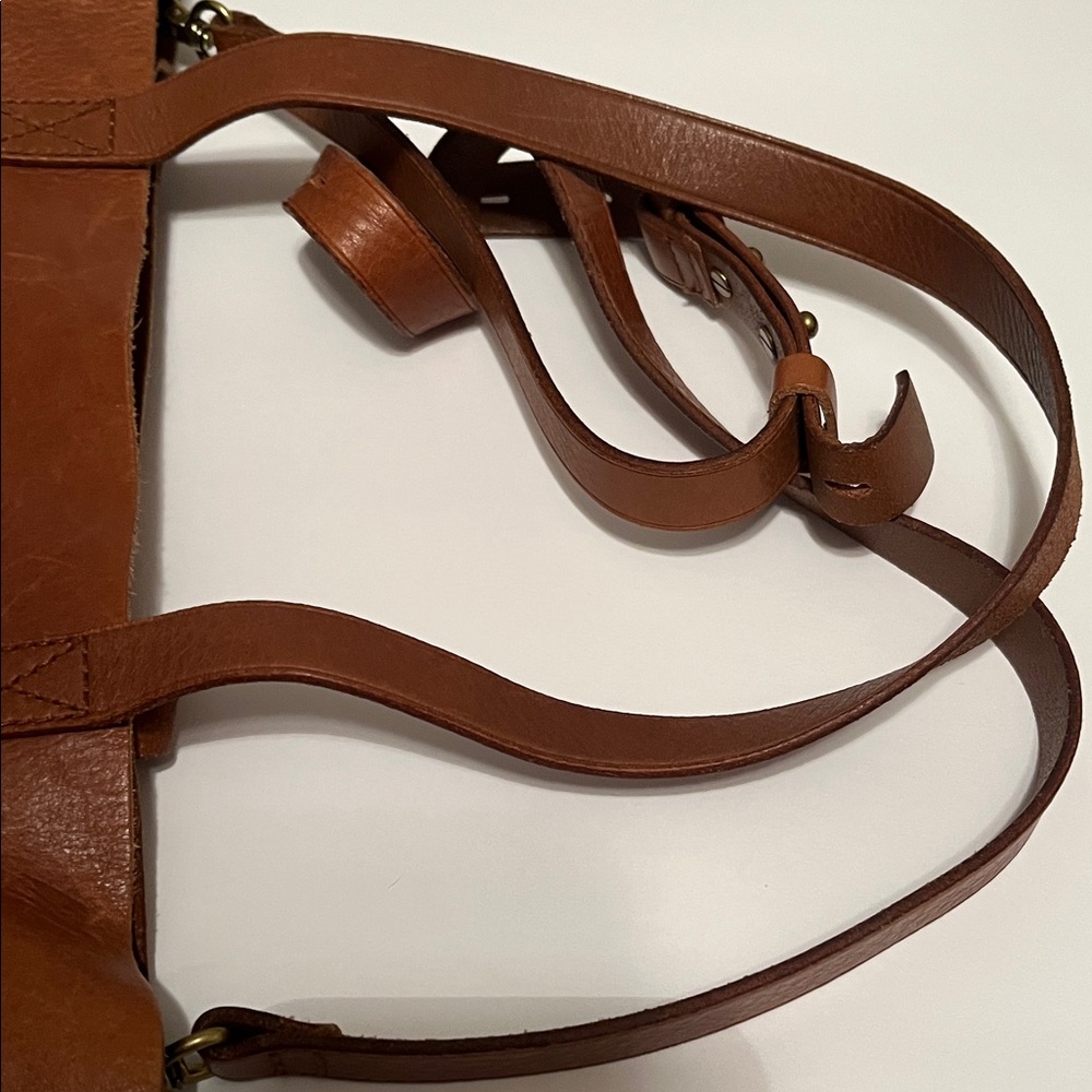 Madewell Medium Transport English Saddle Brown Leather Tote Bag Purse - Picture 10 of 13